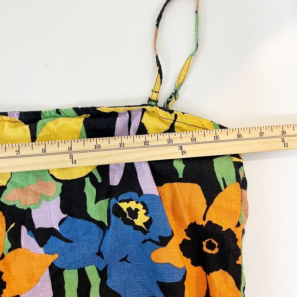 Roxy Black Floral Multicolor Handkerchief Crop Top Boho Beach - Size Large - Picture 5 of 6